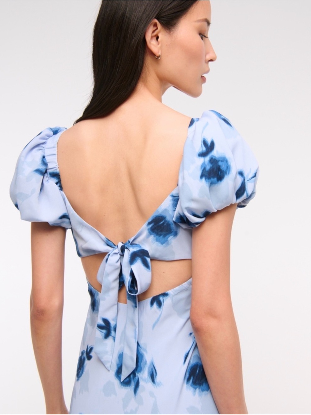 Abercrombie XS Lilac Blue Puff Sleeve Midi Dress - Picture 6 of 8